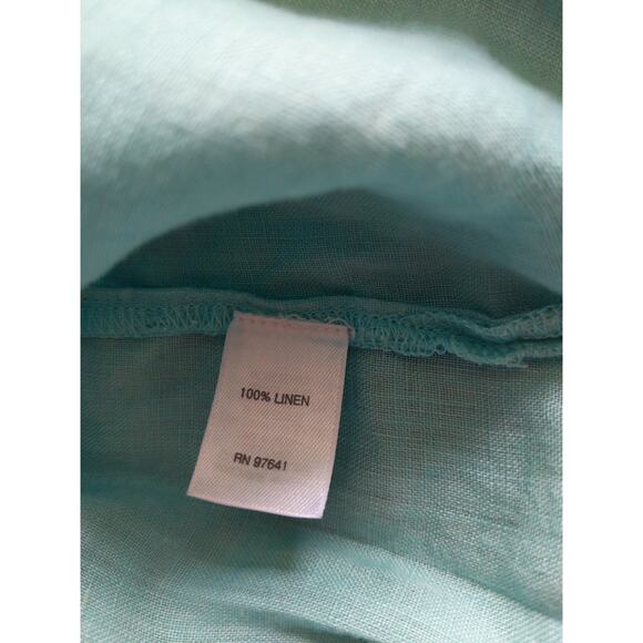 J.Jill Love Linen Button Down Shirt Seafoam Green Relaxed Fit Medium - Picture 4 of 7